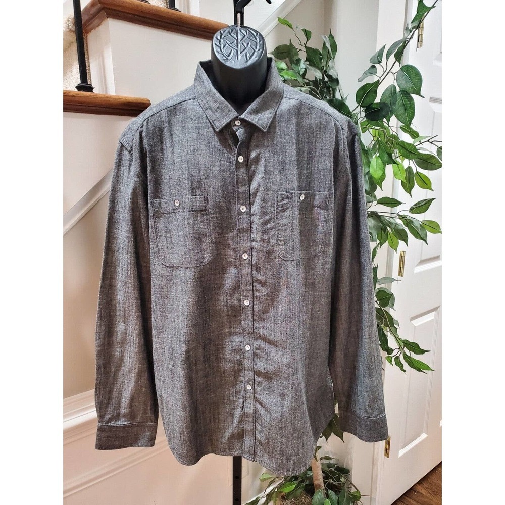 Kenneth Cole Mens Gray Cotton Collared Long Sleeve Buttons Down Casual Shirt 2XL